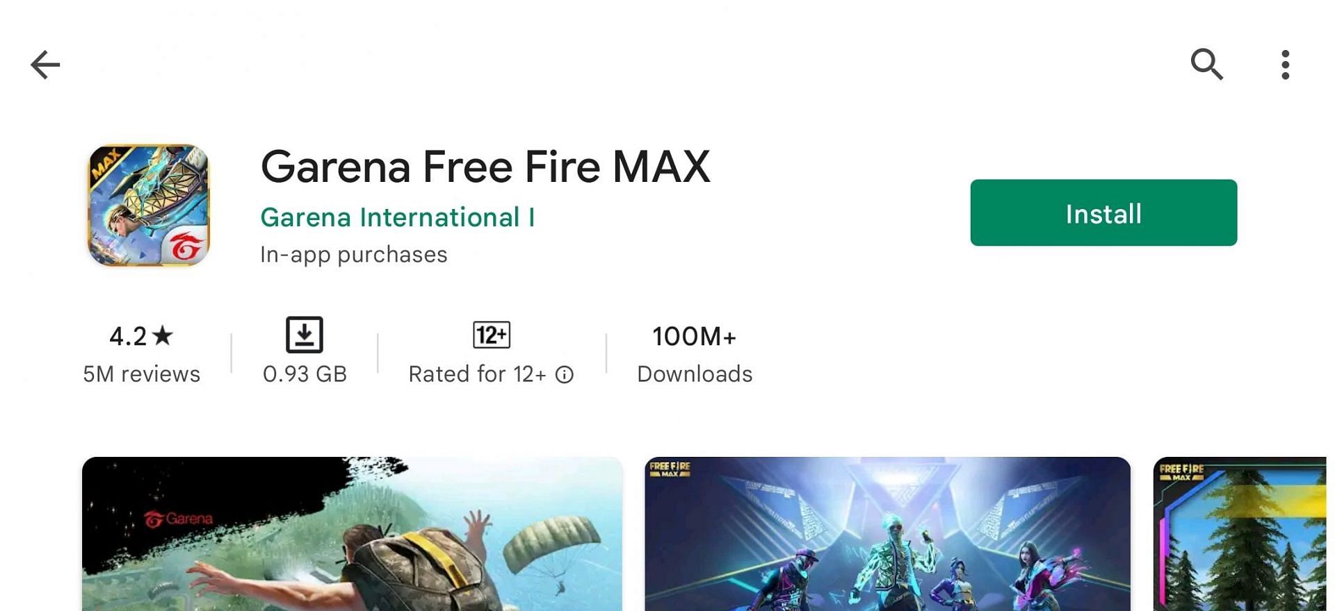 Free Fire Max on the Android store (Image via Google Play Store)