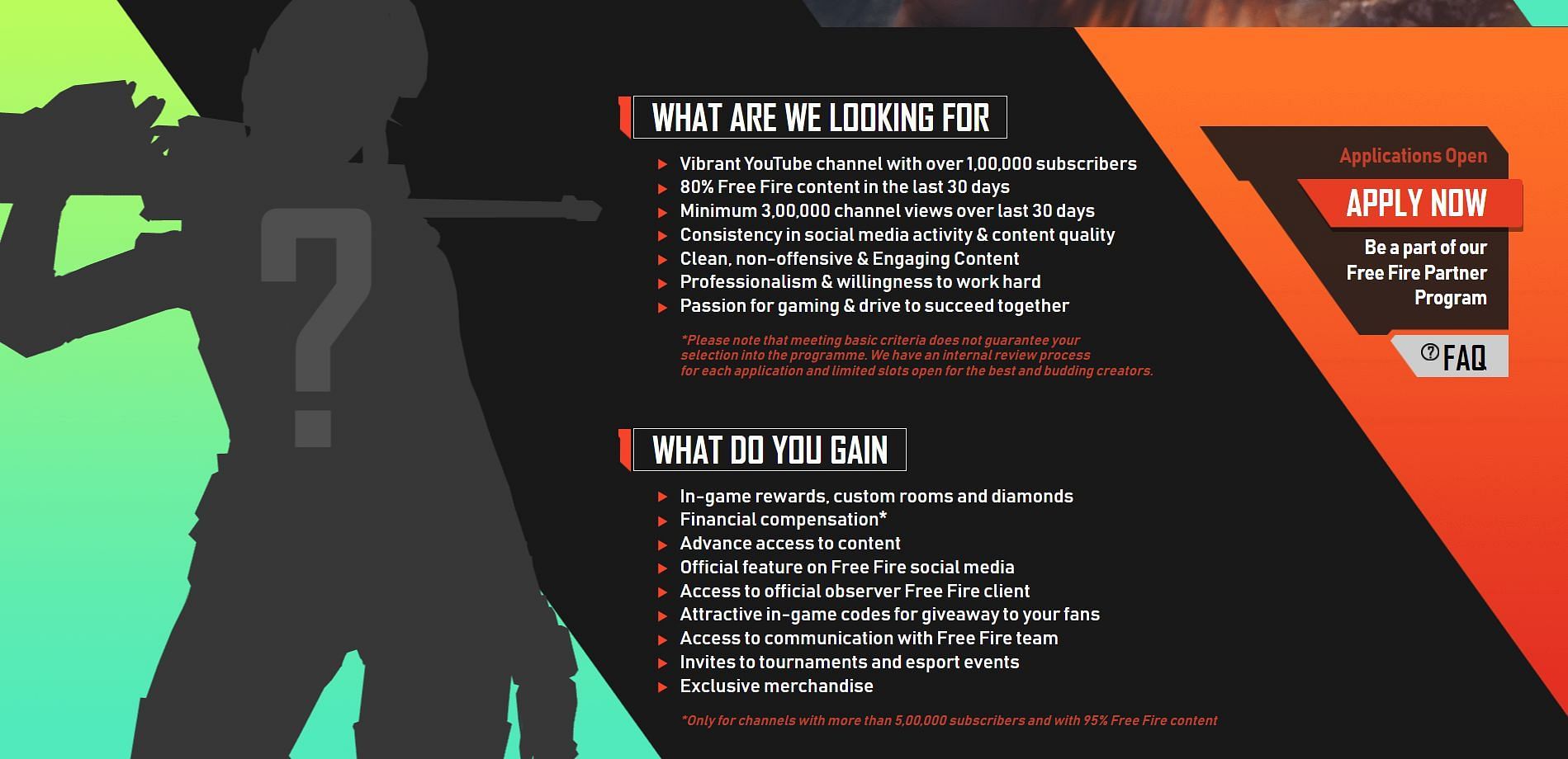 The requirements and perks of joining the program (Image via Garena)