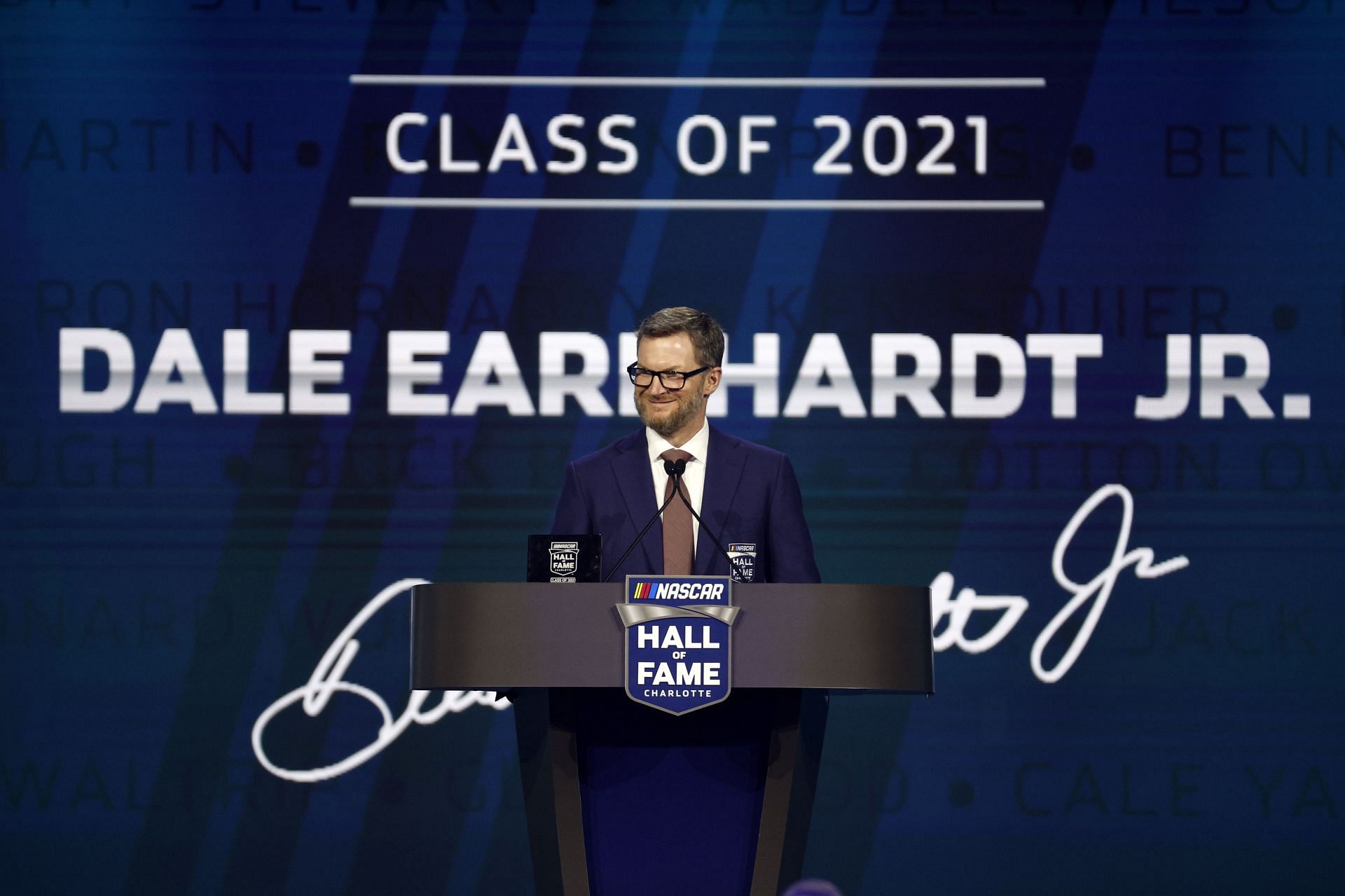 Dale Earnhardt Jr. at the 2021 NASCAR Hall of Fame Induction Ceremony