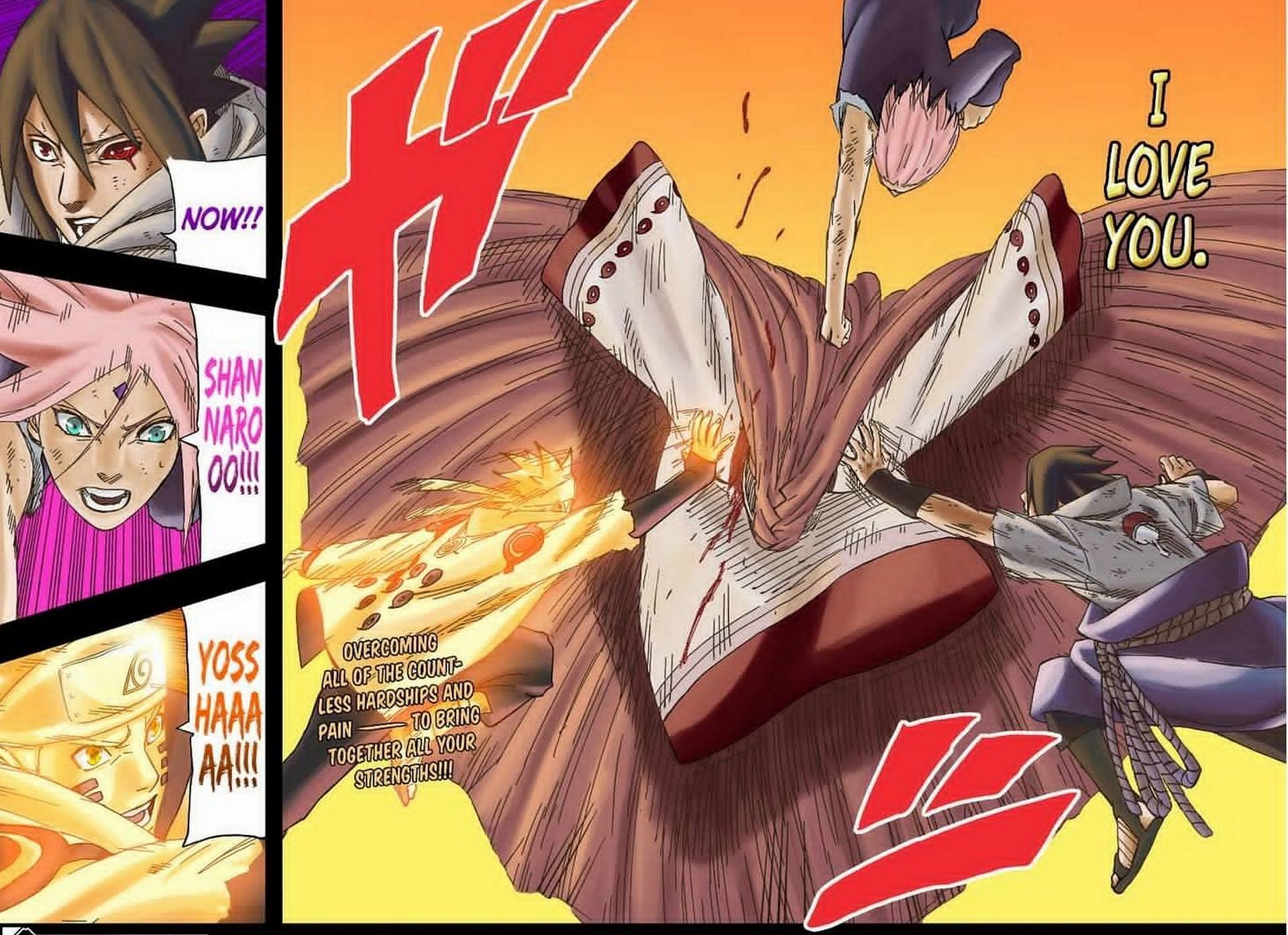 Team 7 defeating Kaguya (Image via Shippuden manga, colorization by ColorKage)