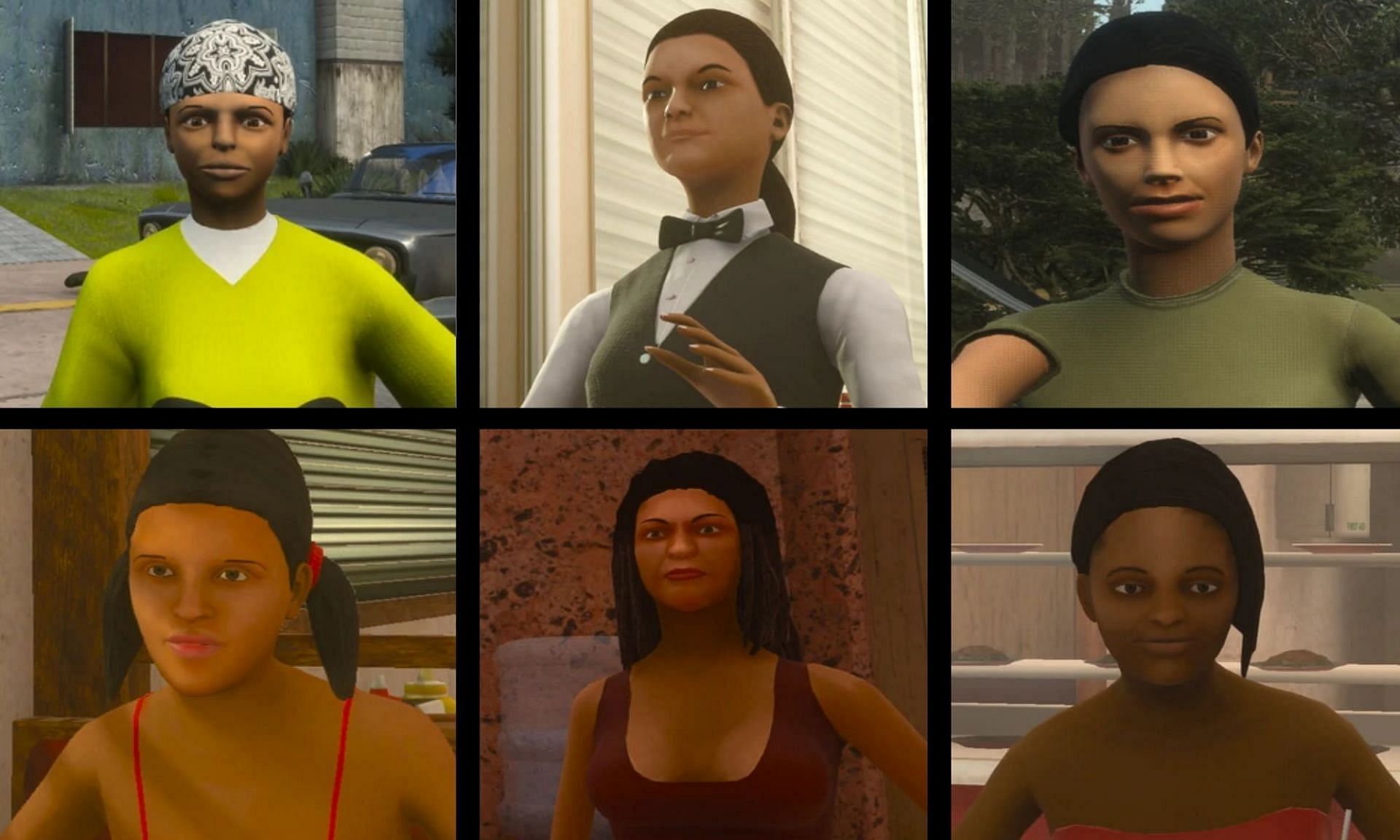 CJ&#039;s six girlfriends in GTA San Andreas - Definitive Edition (Image via Rockstar Games)