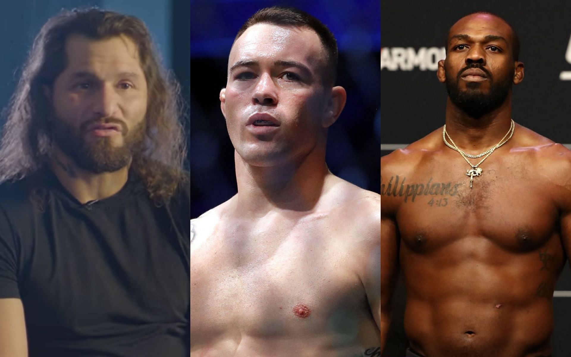 Jorge Masvidal(left) via YouTube/ESPN MMA; Colby Covington(centre); Jon Jones(right)