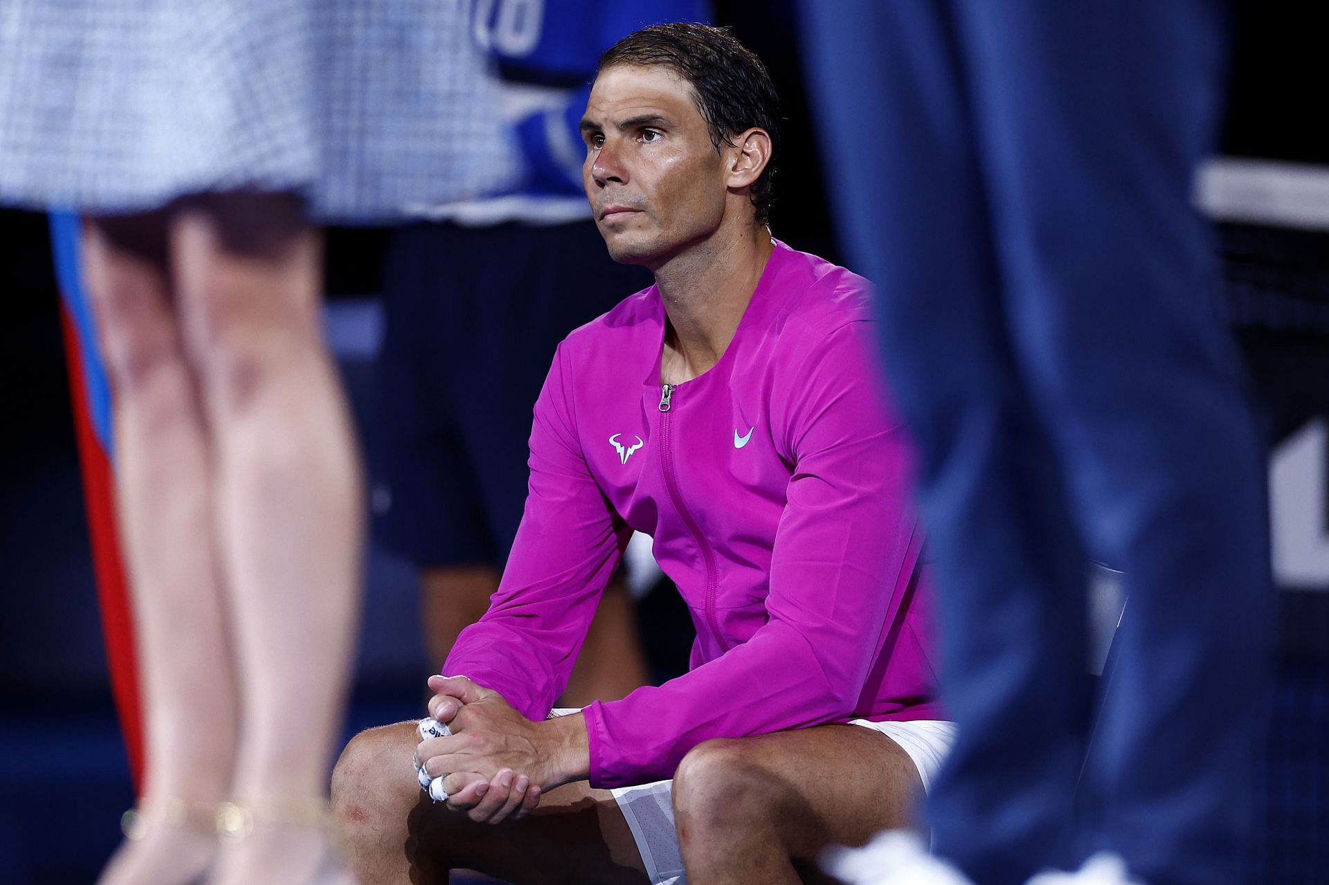 Nadal during the 2022 Australian Open trophy presentation ceremony