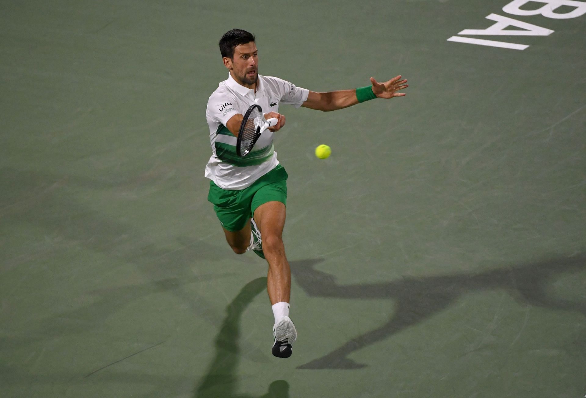 Djokovic during his match against Vesely in Dubai