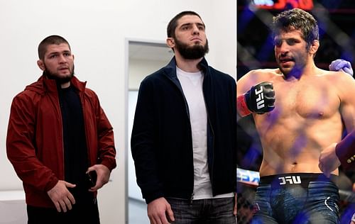 Khabib Nurmagomedov (left), Islam Makhachev (center) & Beneil Dariush (right) [Image Credits- @ufc on Twitter]