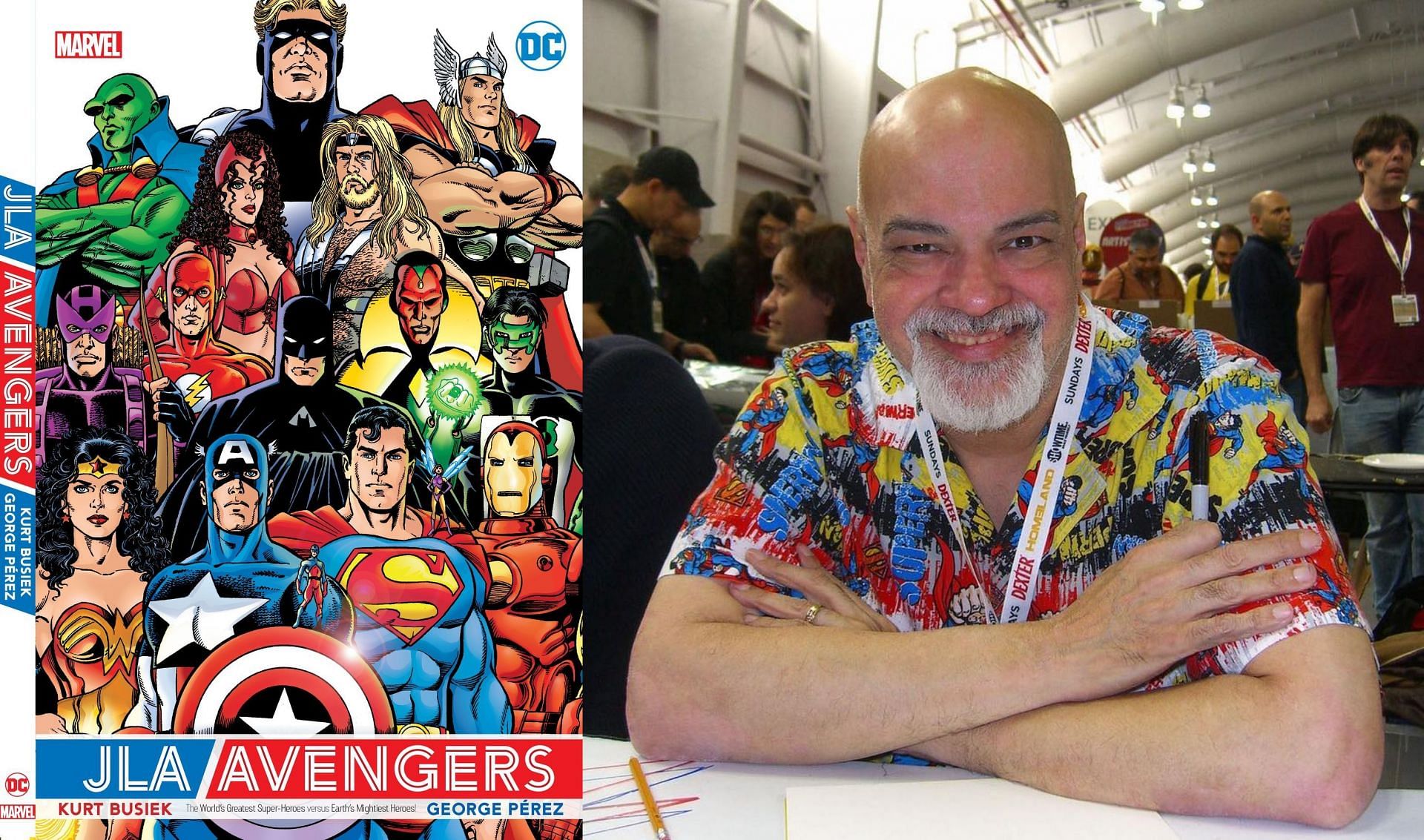 The &#039;JLA/Avengers&#039; DC X Marvel Comics Crossover to be reprinted in honor of George P&eacute;rez (Image via DC/Marvel and TheGeorgePerez/Facebook)