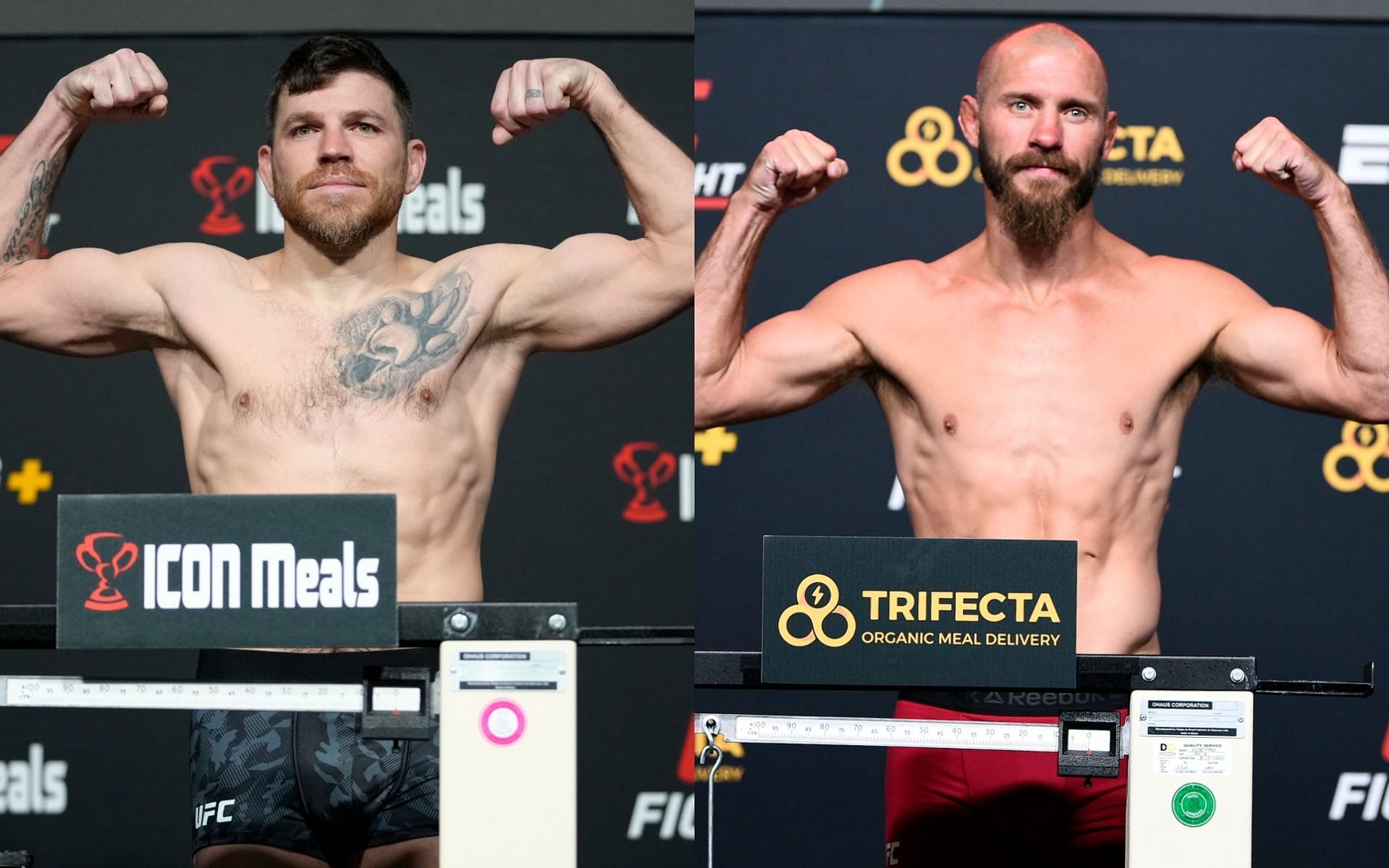 Jim Miller (left) and Donald Cerrone (right) at weigh-ins of different UFC events