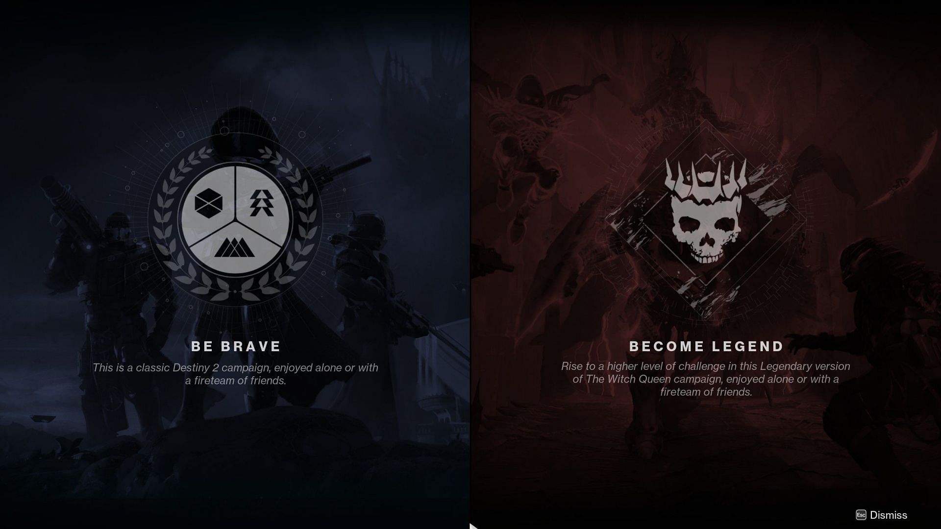 Both levels of difficulty for The WItch Queen campaign (Image via Bungie)