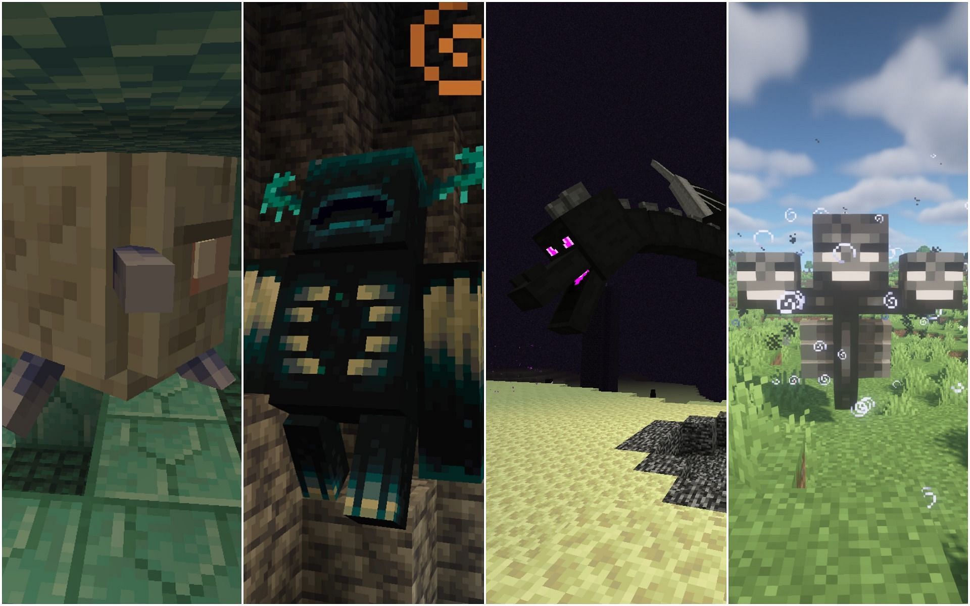 All boss mobs (Image via Minecraft)