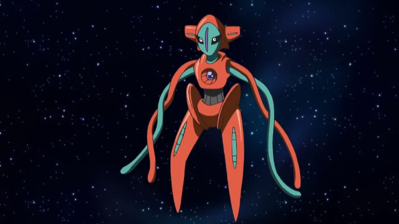 Deoxys&#039; standard form as it appears in the anime (Image via The Pokemon Company)