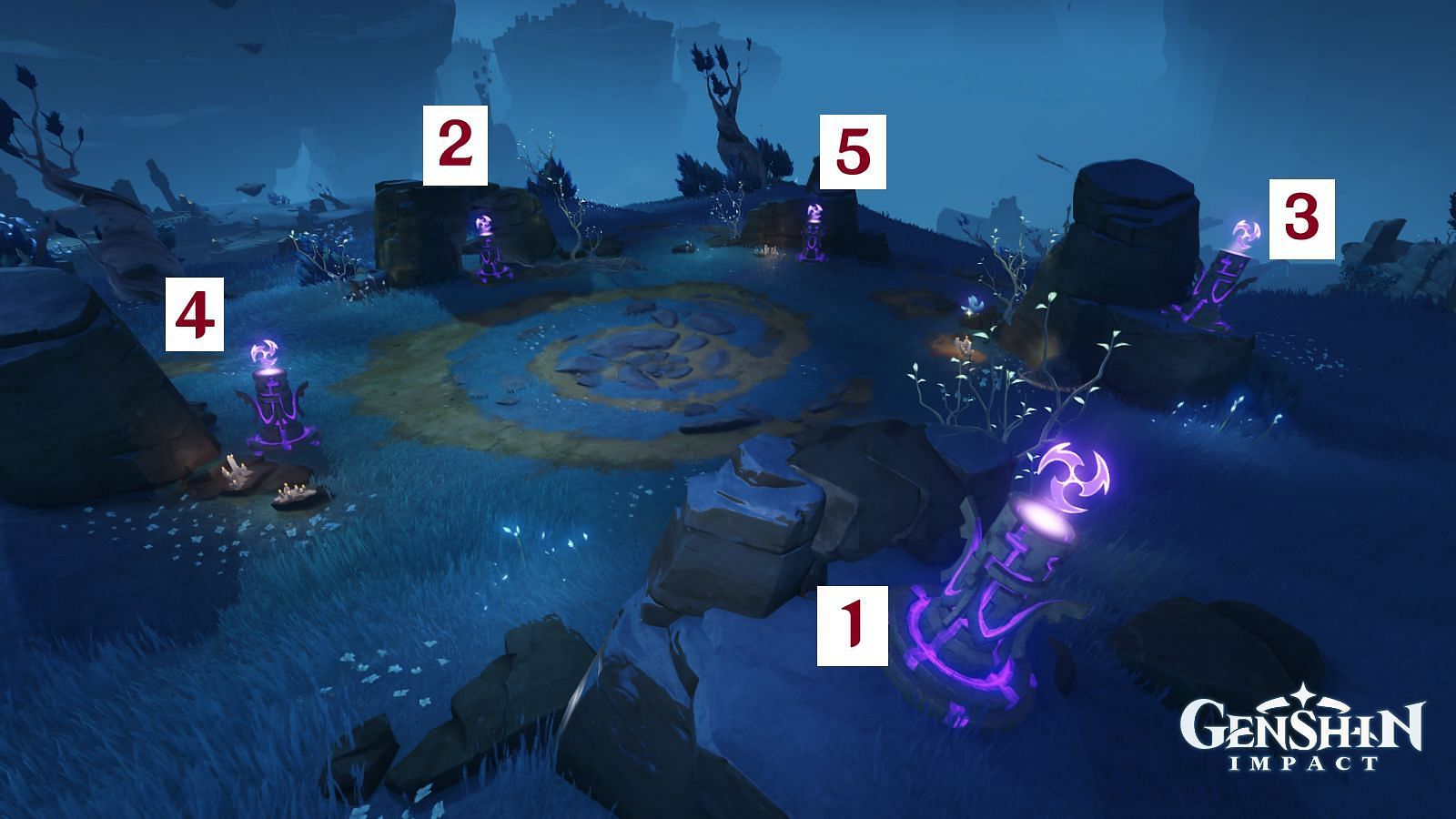Hit the monument in the correct order with Electro attacks (Image via HoYoverse)