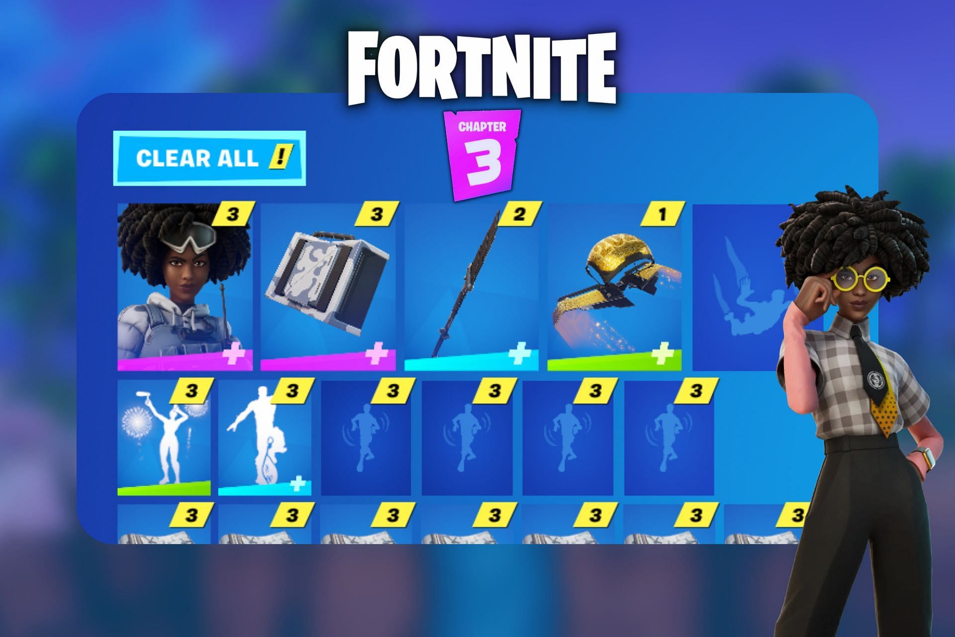 Fortnite finally adds &#039;Clear All&#039; button for locker in Chapter 3 Season 1 (Image via Epic Games)