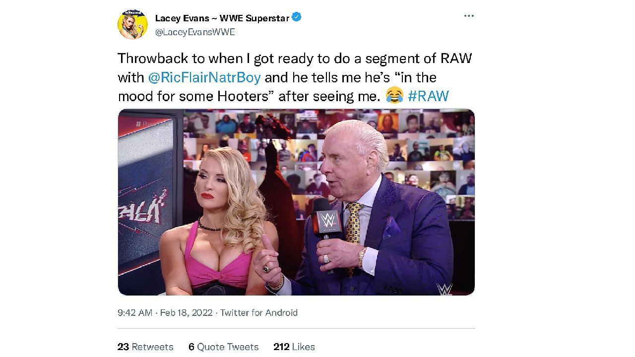 A screengrab of Lacey Evans' now-deleted tweet