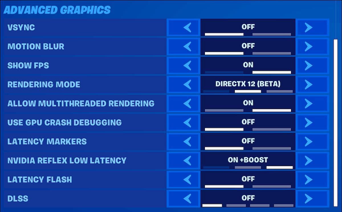 Adjust the settings for the best performance possible (Image via Epic Games)