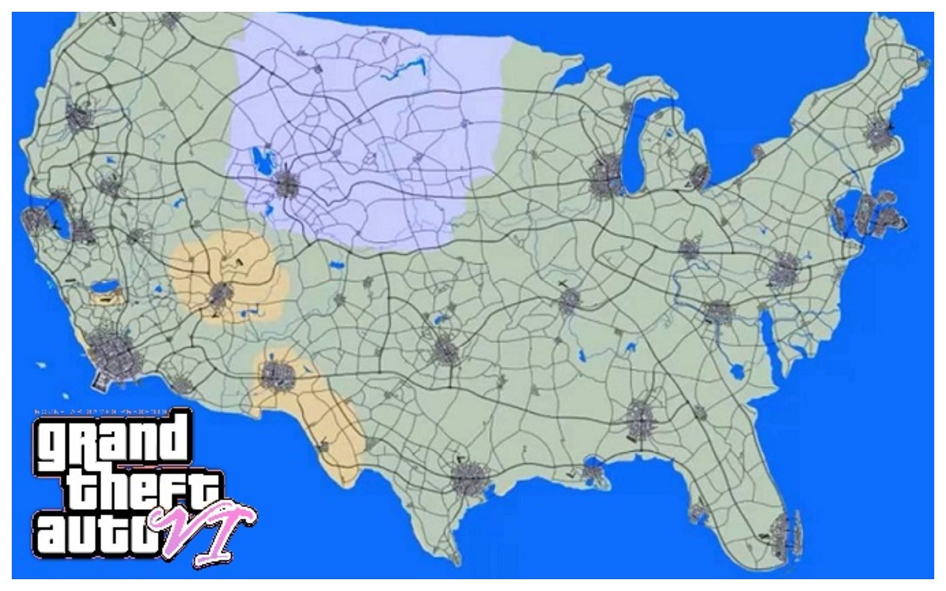 The GTA Americas fan-made map for GTA 6 (Image via Sportskeeda)