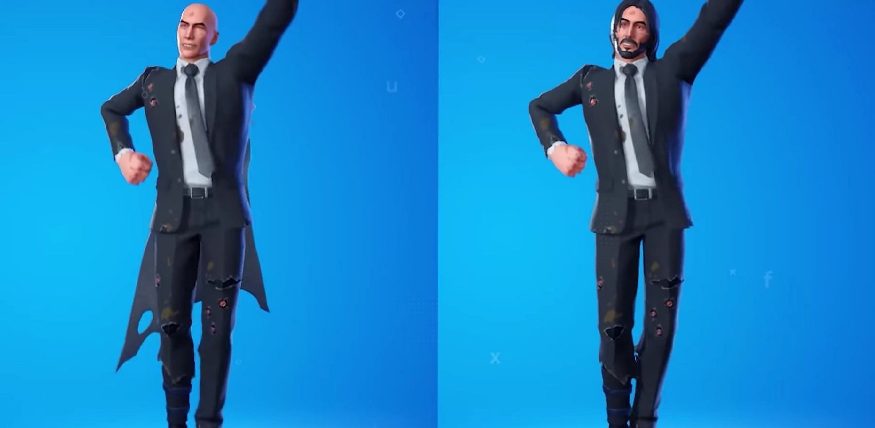 Keanu Reeves skin without hair and beard (Image via YouTube/Refortniter)