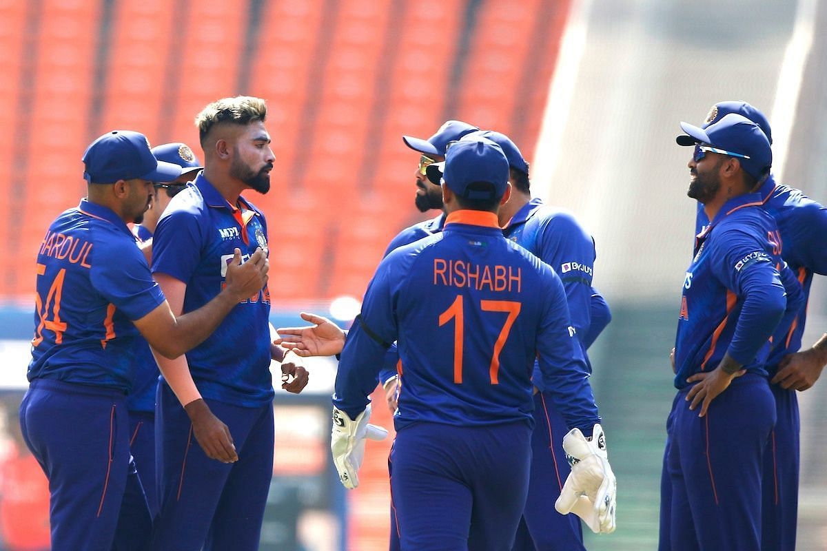 Team India during the 1st ODI. Pic: BCCI