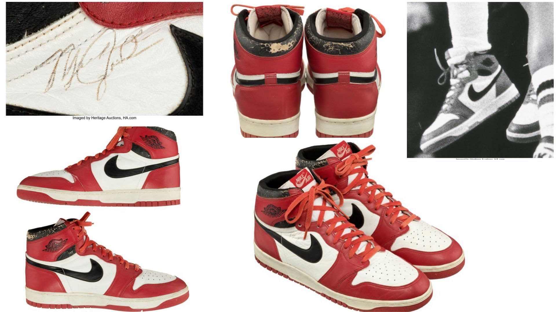Michael Jordan 1986 game-worn custom-made Nike Air Jordan 1 are being auctioned (Image via Heritage Auctions)