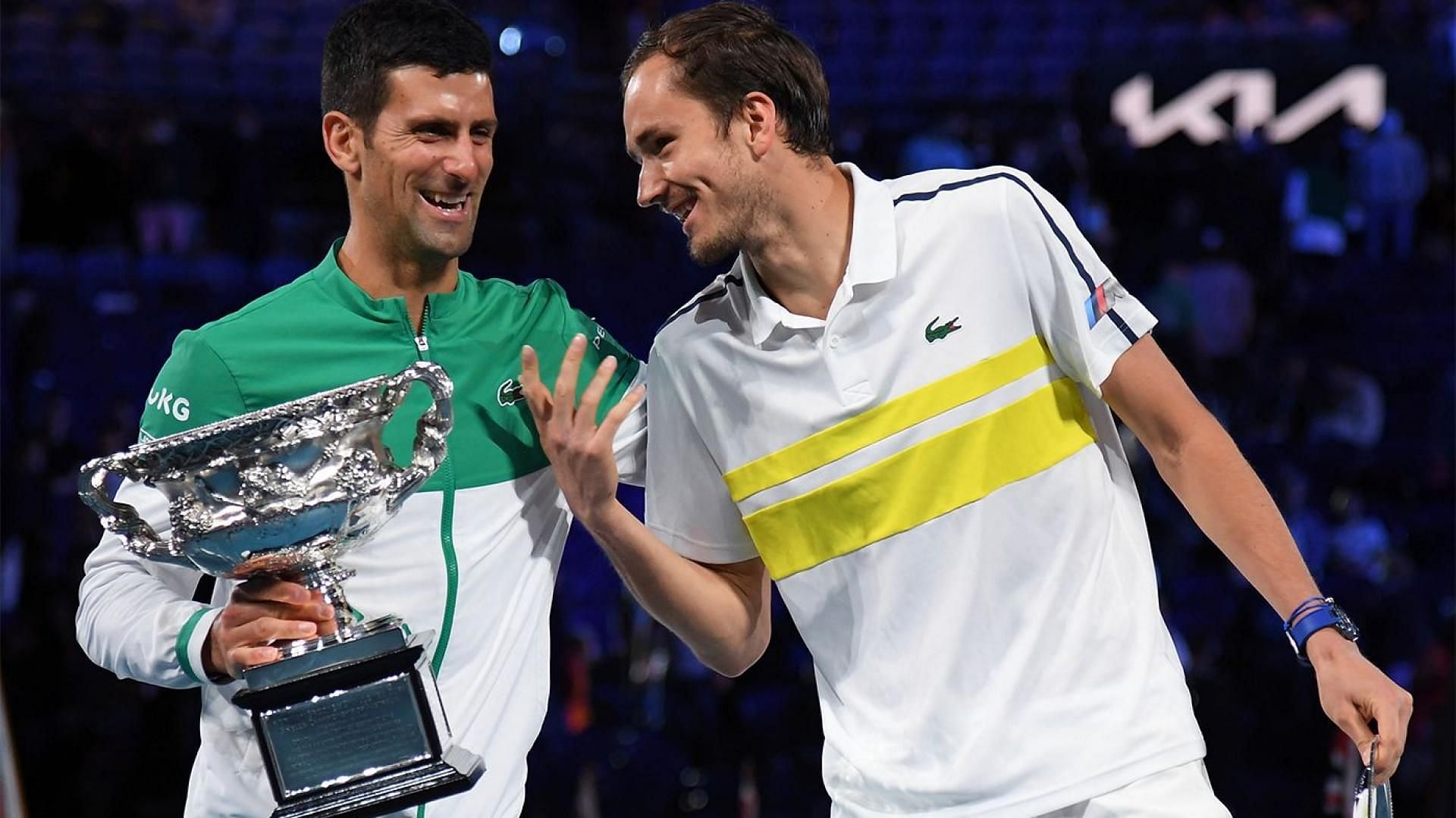Novak Djokovic and Daniil Medvedev at the 2021 Australian Open final