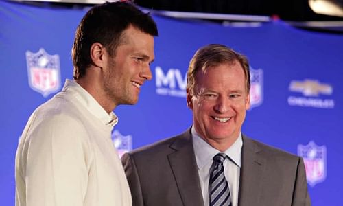 Retired quarterback Tom Brady and current NFL Commissioner Roger Goodell (Image Credit: John Samora/AP)