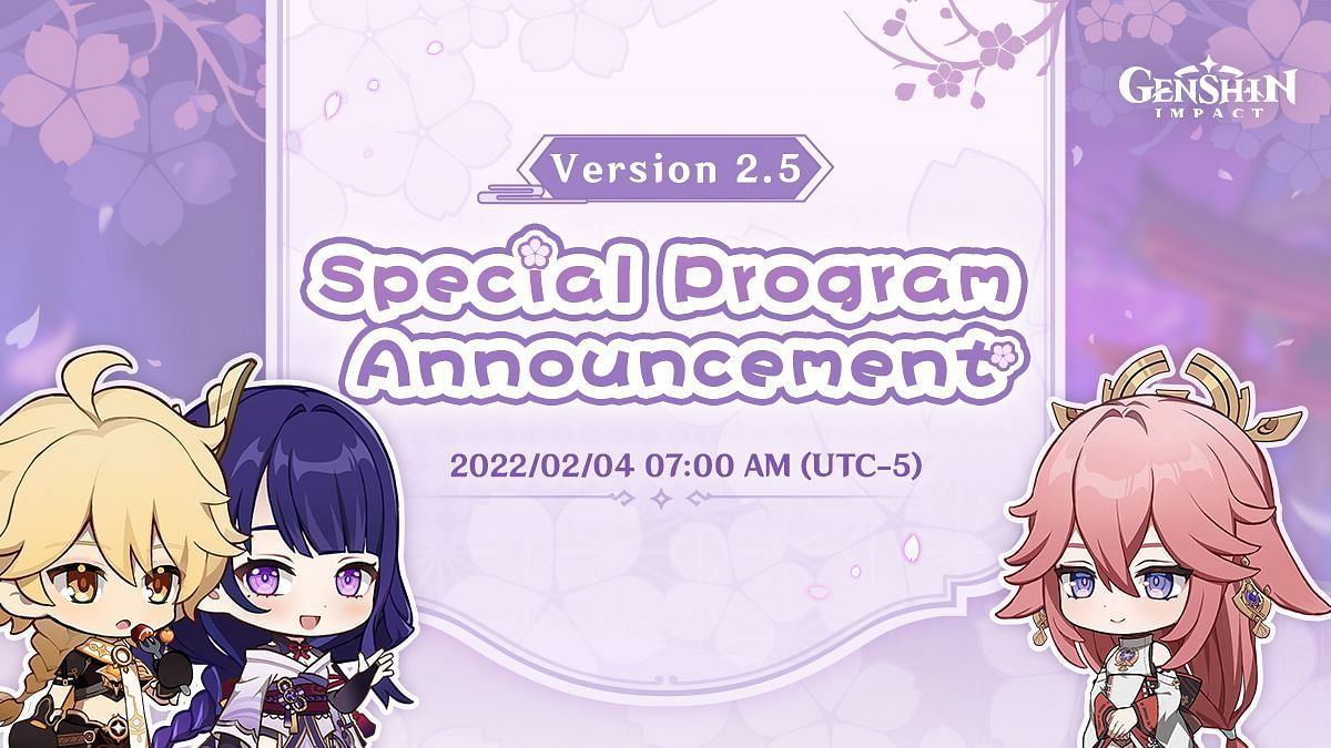 Version 2.5 Special Program announcement (Image via Genshin Impact Twitter)