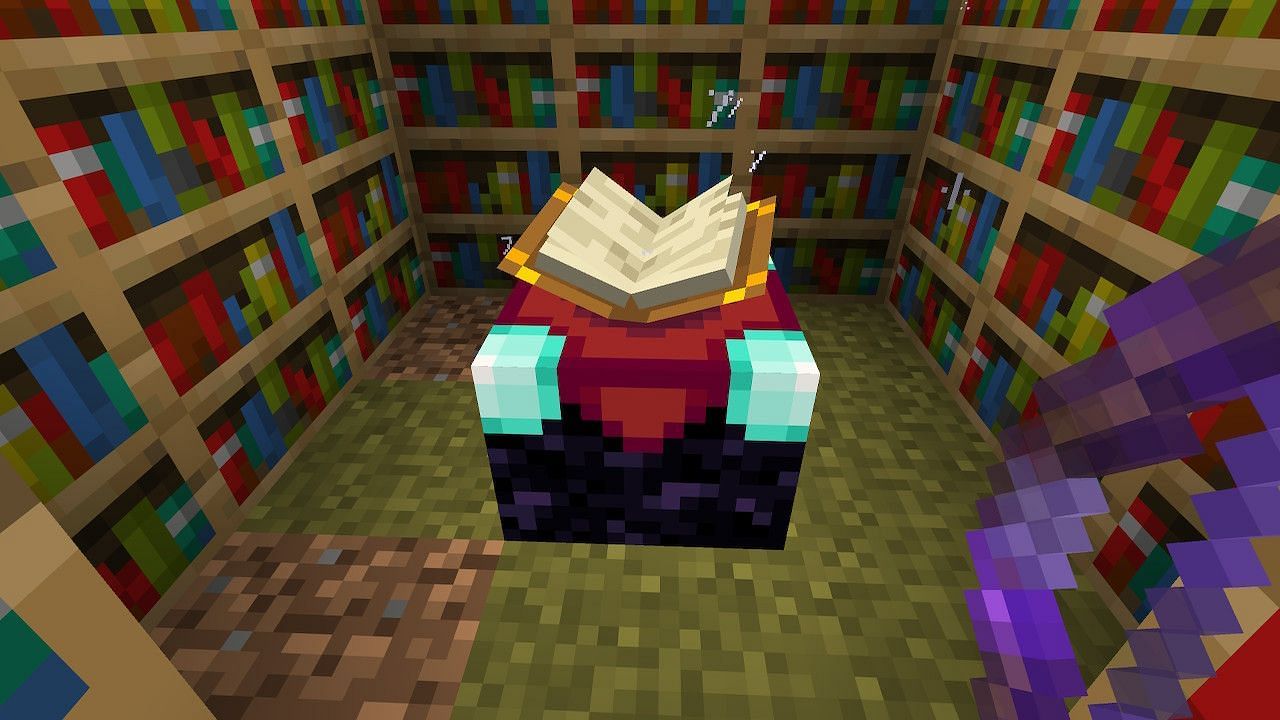 Players can enchant their bow with Power at an enchantment table (Image via Minecraft)