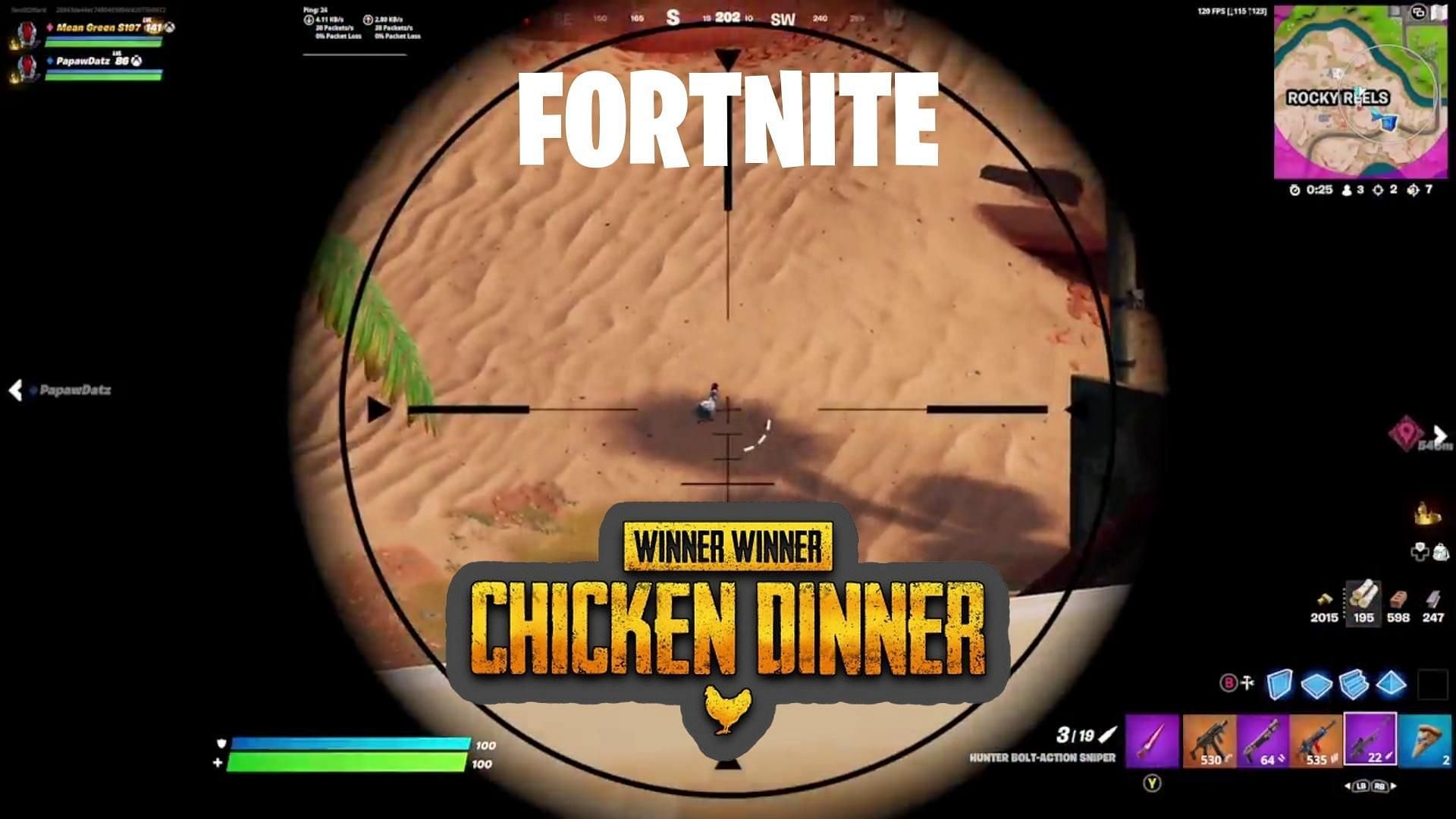Looper gets Victory Royale upon eliminating a Chicken (Image via Reddit/Mean_Green_S197)