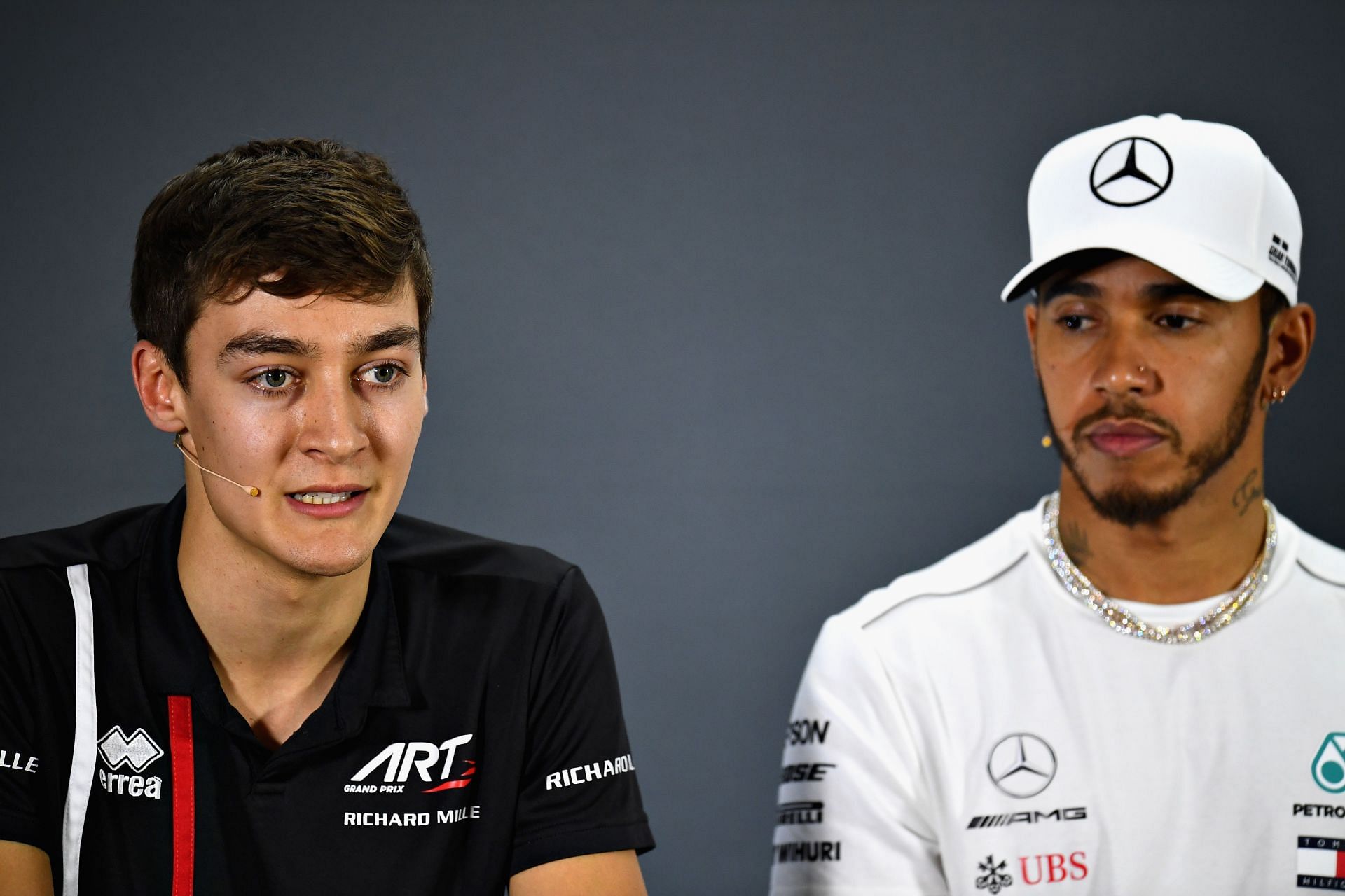 Lewis Hamilton (right) will team up with George Russell (left) for the 2022 Formula 1 season.