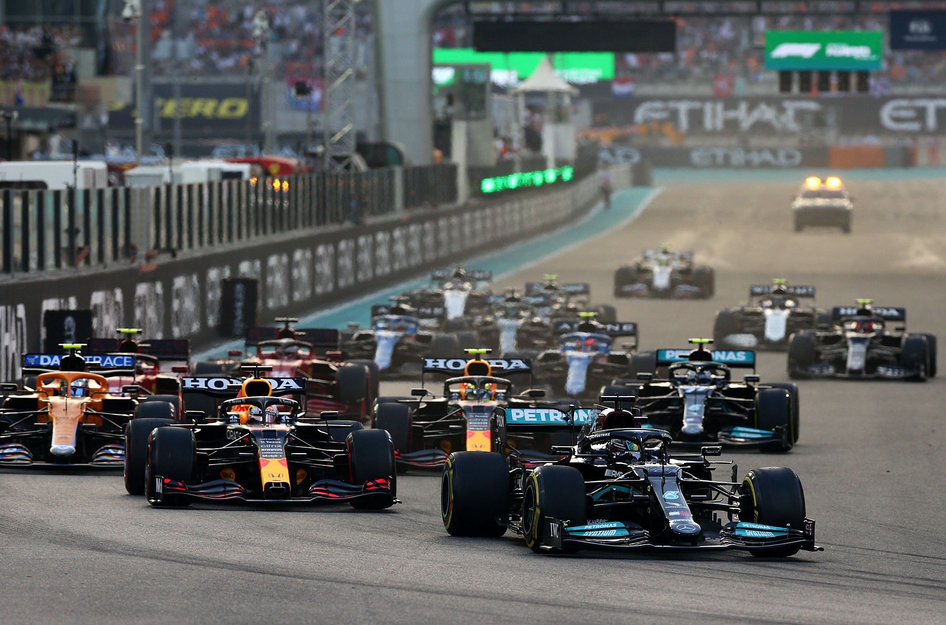 The start of the F1 Grand Prix of Abu Dhabi (Photo by Peter Fox/Getty Images)