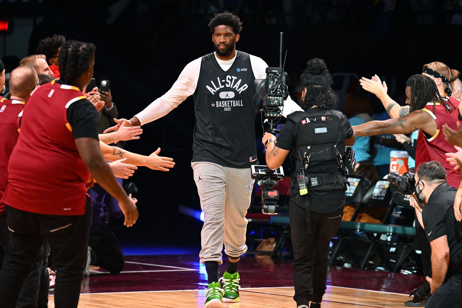 Joel Embiid at the 2022 NBA All-Star practice