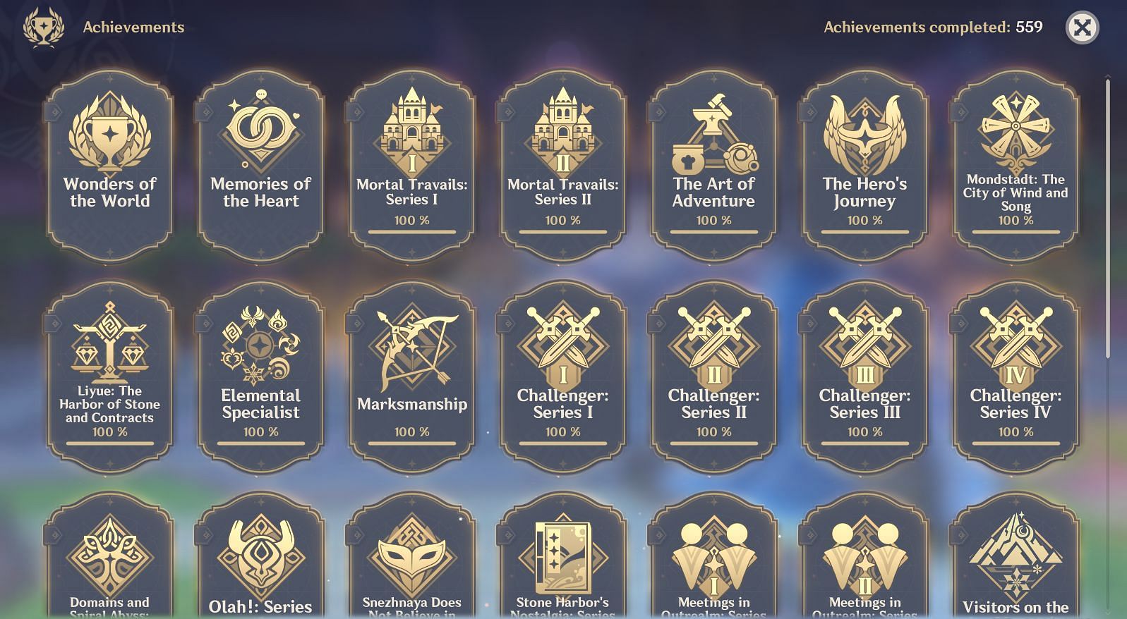New achievements in 2.5 update (Image via Genshin Impact)