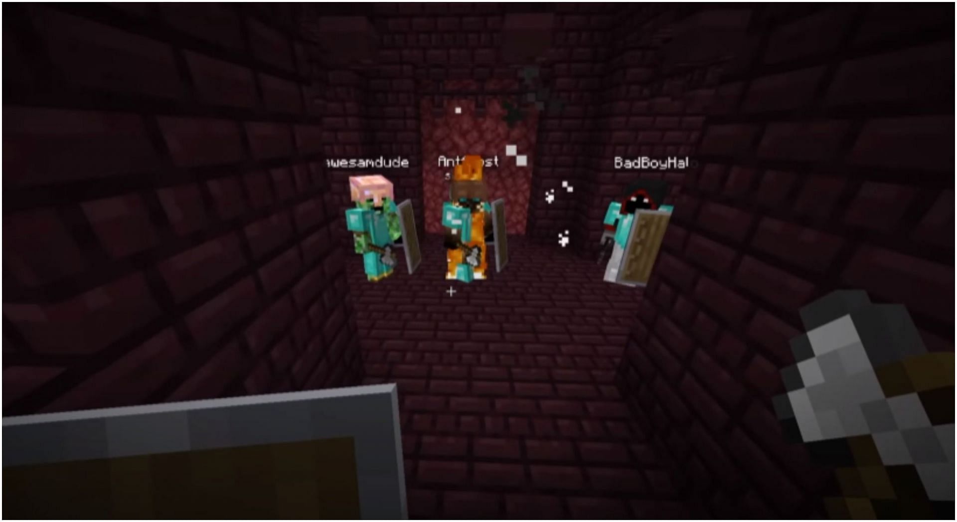 Dream faces off against the Hunters near a Blaze Spawner; Antfrost burns (Image via YouTube/Dream)