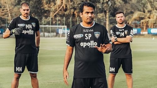 Syed Sabir Pasha overlooking a Chennaiyin FC training session. (Image Courtesy: Twitter/ChennaiyinFC)