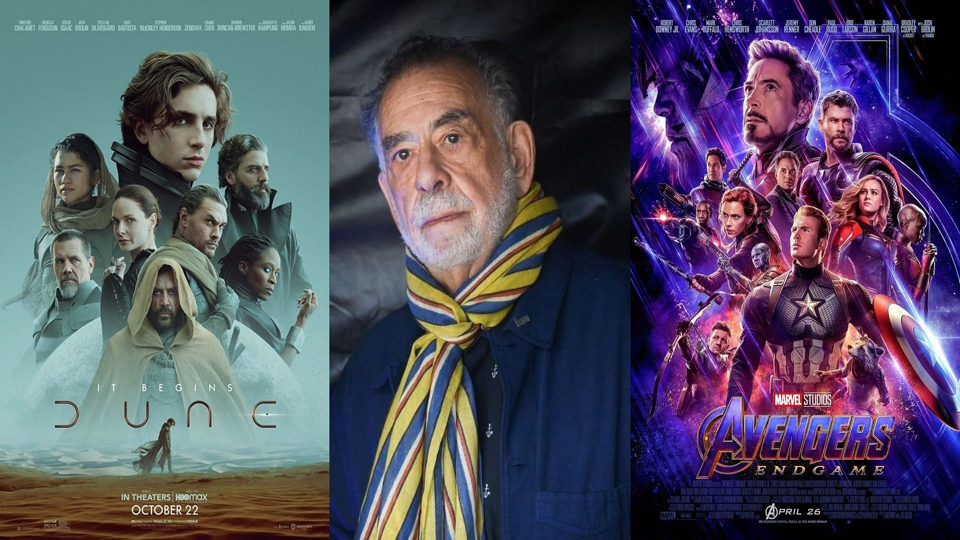 Francis Ford Coppola hits back against MCU films and studio films like Dune (Image via Warner Bros., Stephane Cardinale - Corbis/Getty Images, and Marvel Studios)