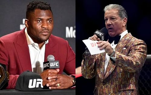 Francis Ngannou (left) and Bruce Buffer (right)