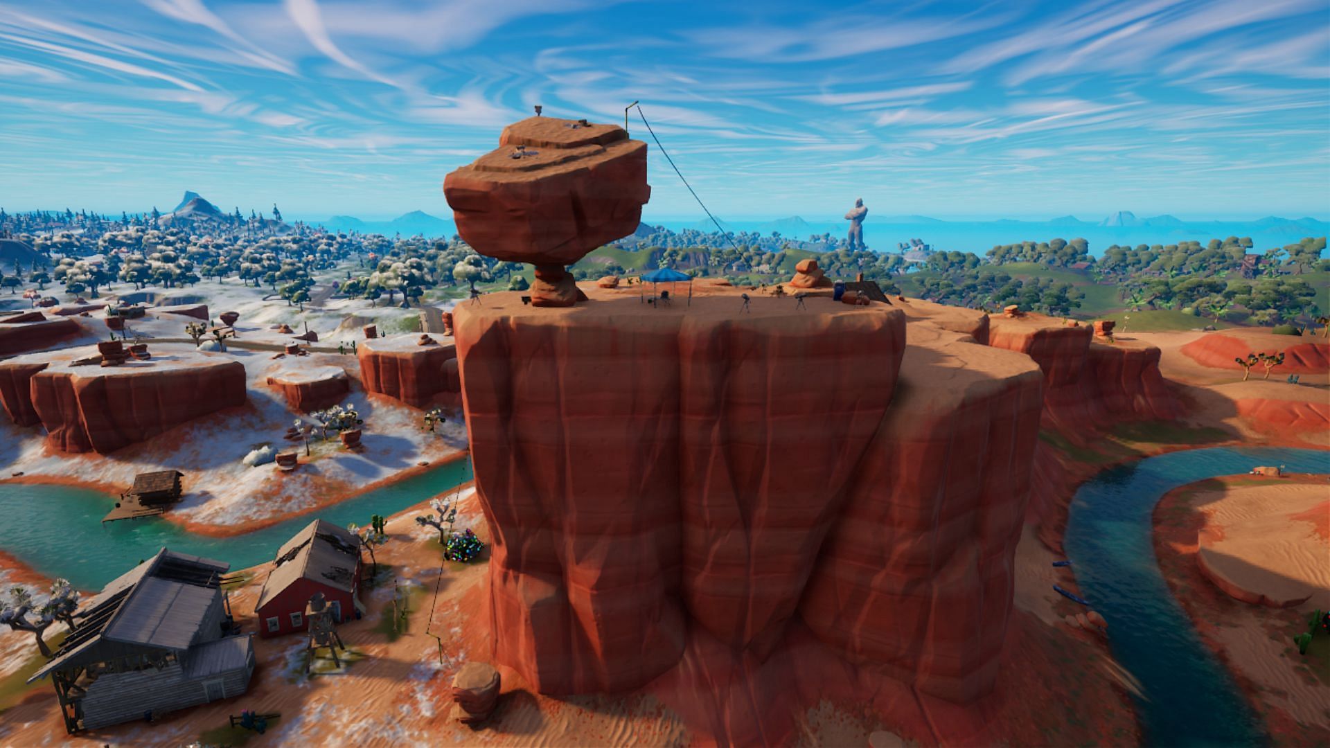 Land at the unnamed Impossible Rock POI in Fortnite Chapter 3 Season 1 to earn XP and progress on the Battle Pass (Image via Epic Games)