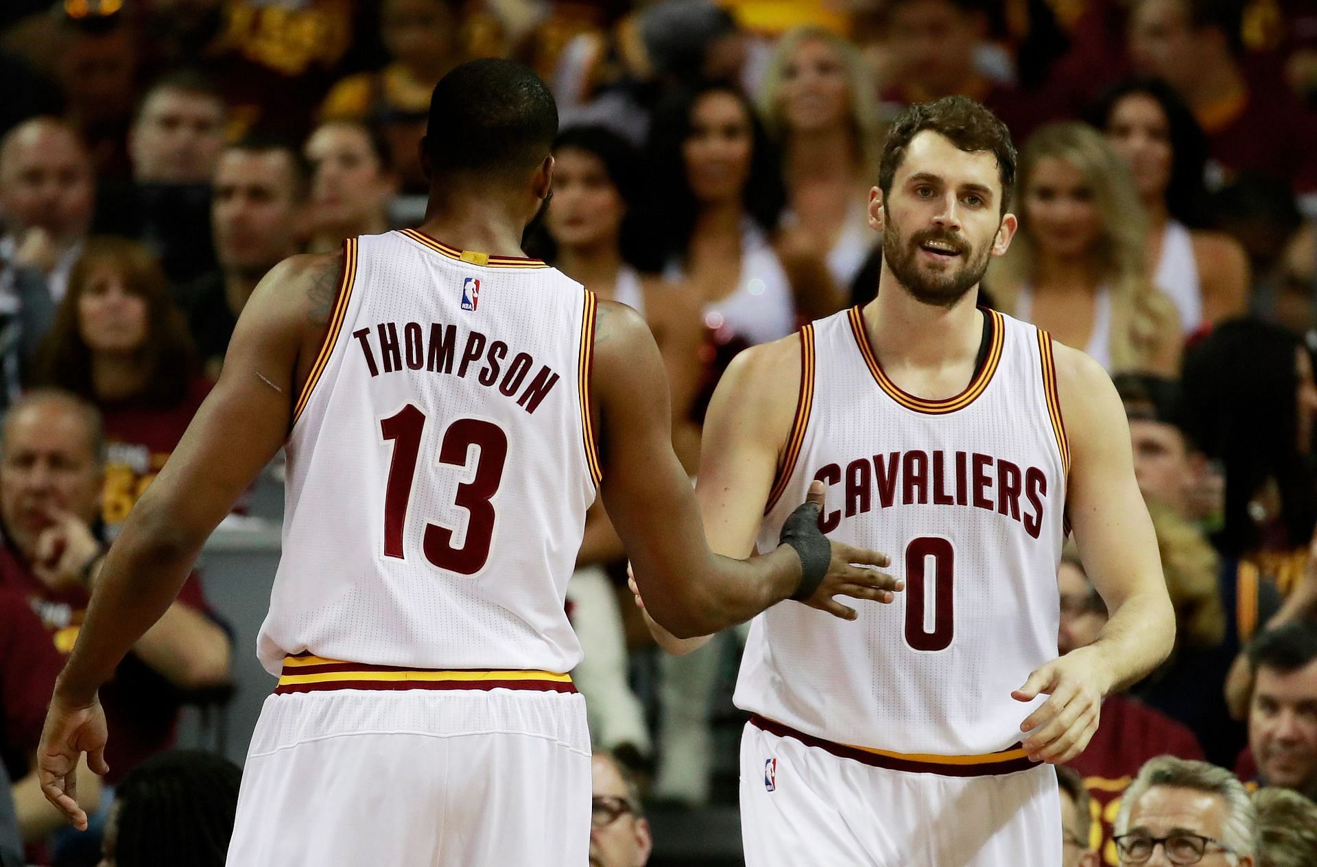 Tristan Thompson and Kevin Love with the Cavaliers back in 2018.