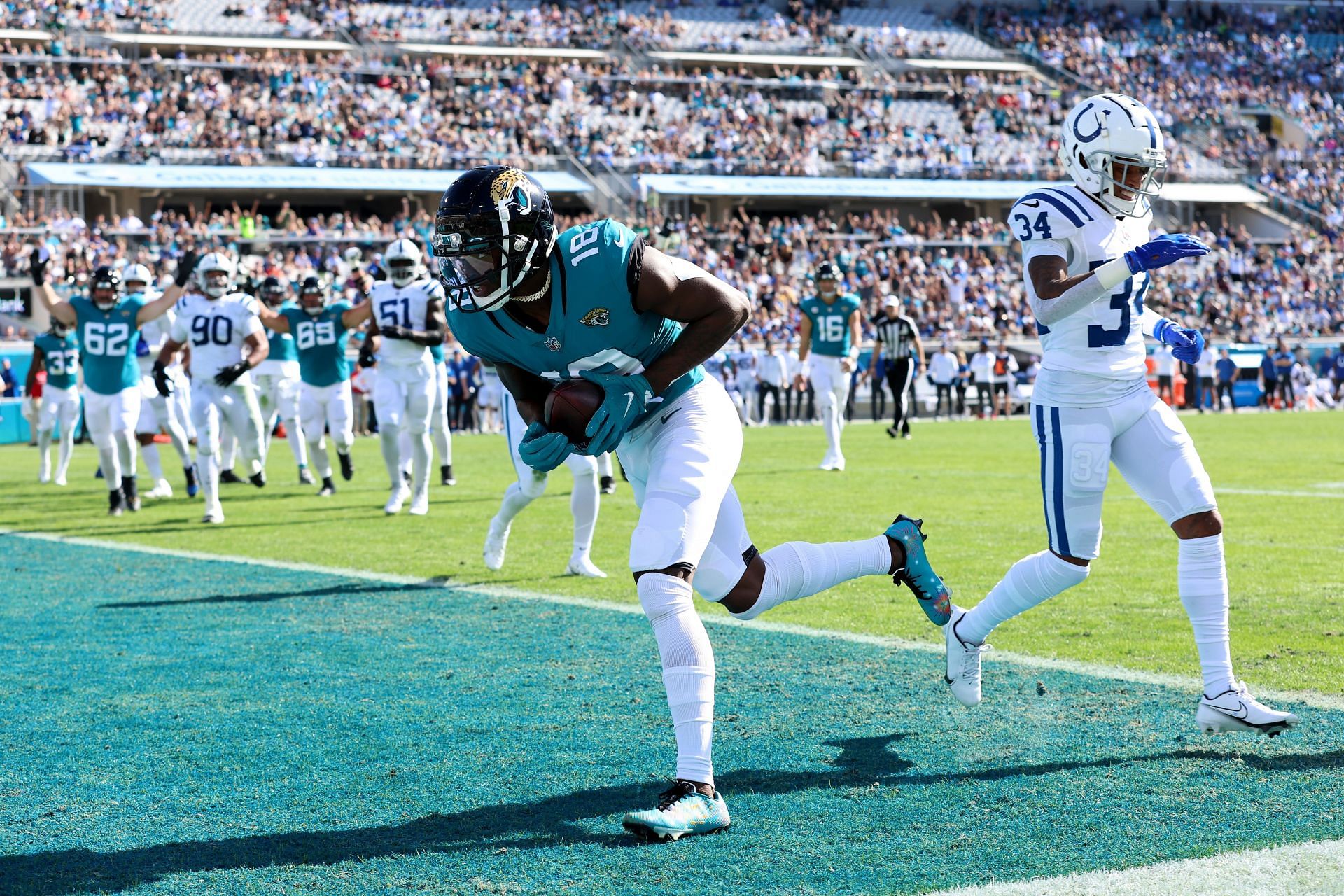 The Jacksonville Jaguars in action during an NFL match