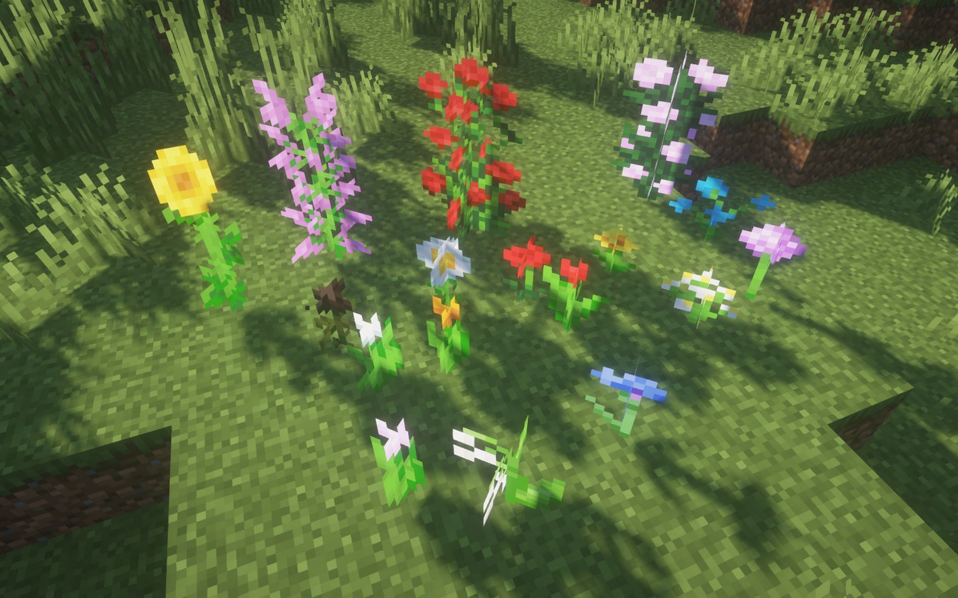 All types of flowers (Image via Minecraft)
