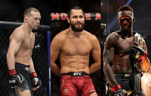 Petr Yan (left), Jorge Masvidal (center) & Israel Adesanya (right)