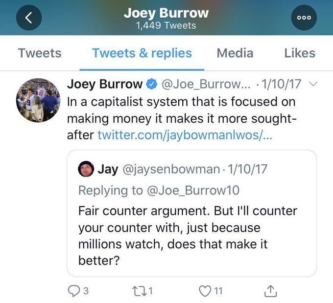 Joe Burrow's Tweet From 2014 Is Going Viral After Bengals Advance