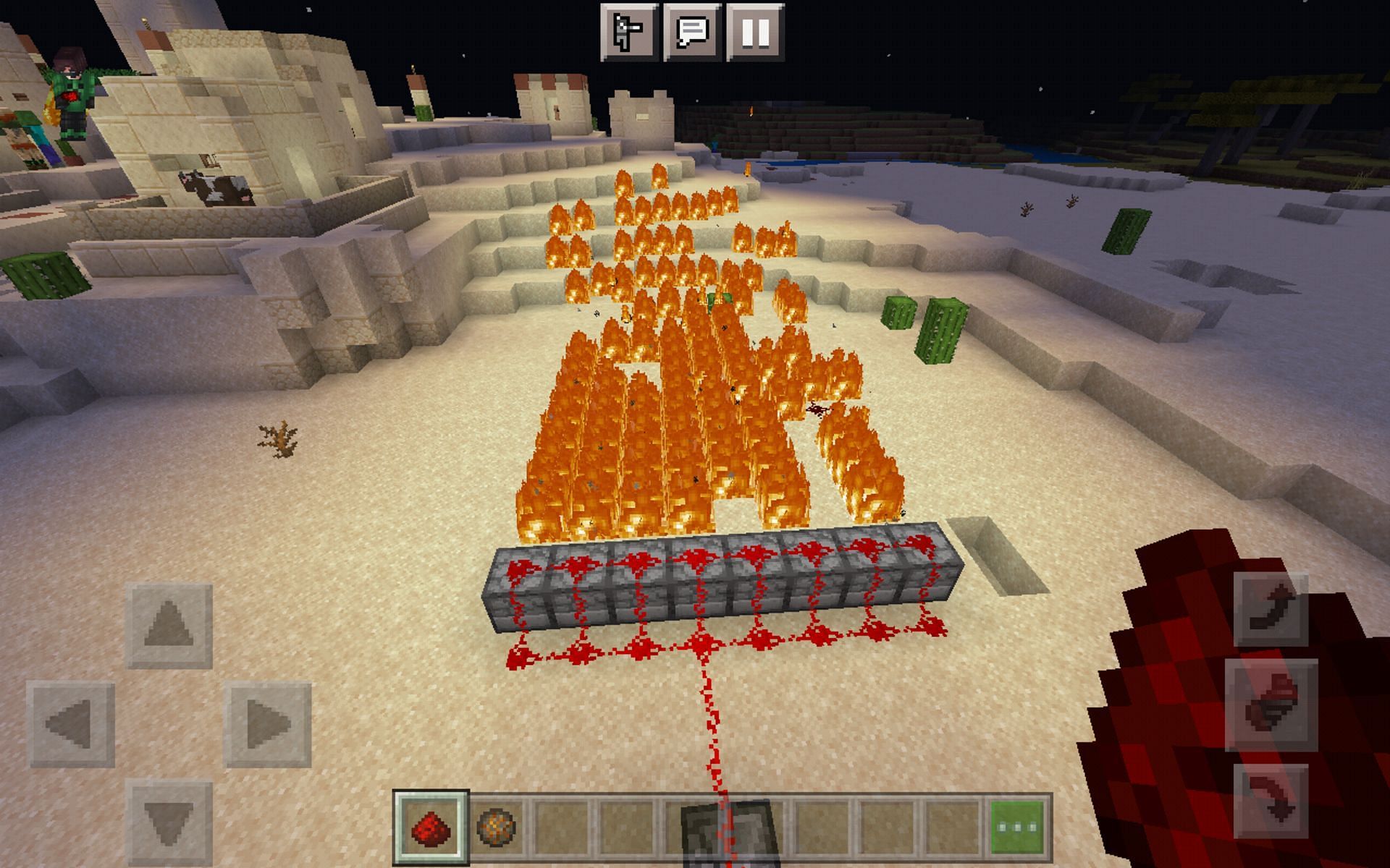 A player-made flame cannon using fire charges (Image via Reddit user Ggknight33828)