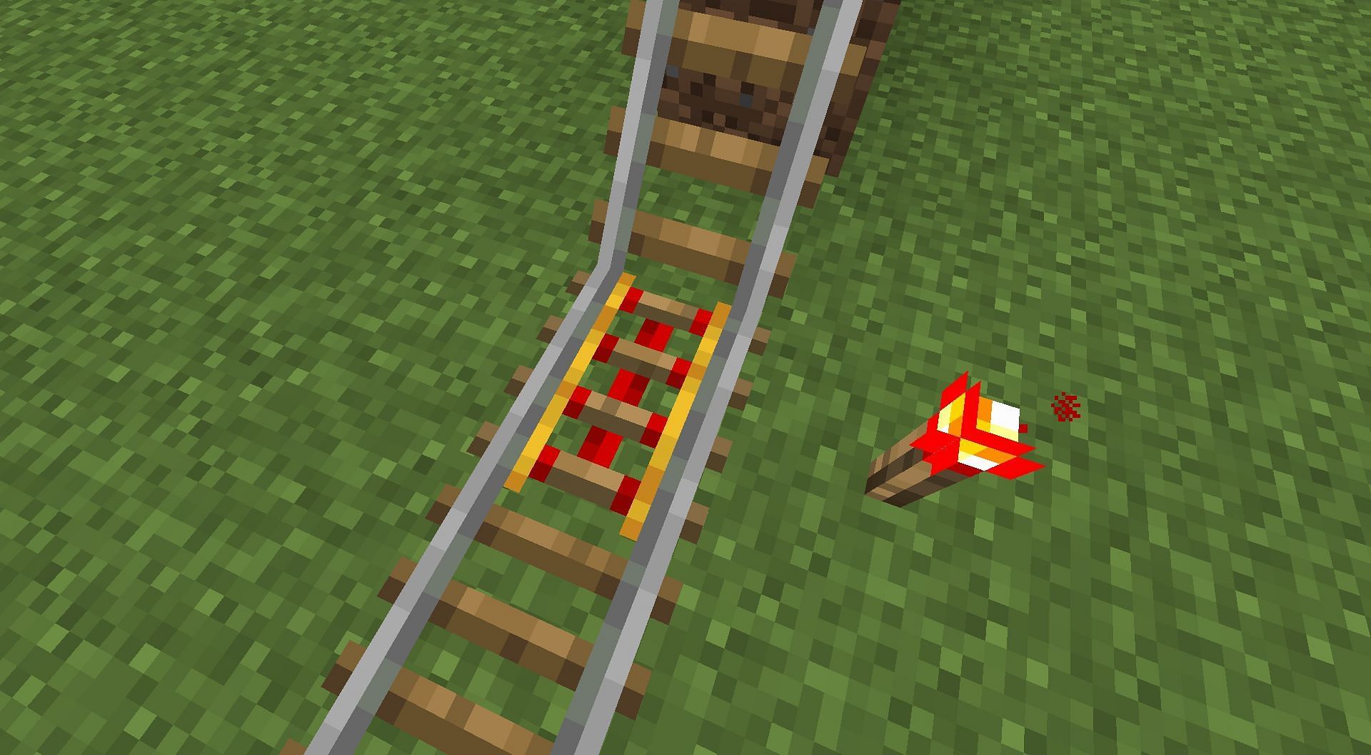 Powered Rails (Image via Minecraft)