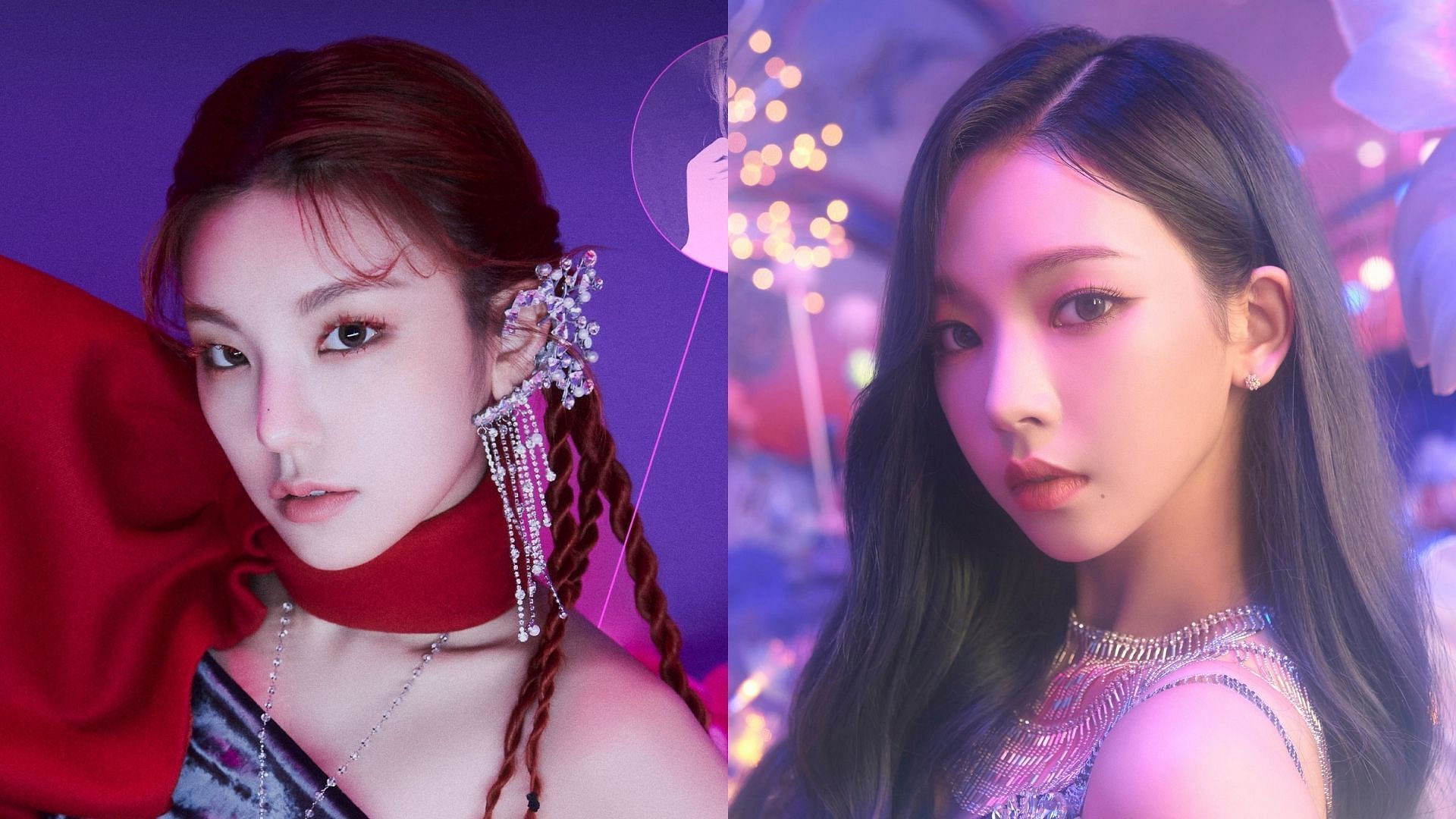Yeji and Karina concept photos (Image via Twitter, @ITZYofficial and @aespa_official)