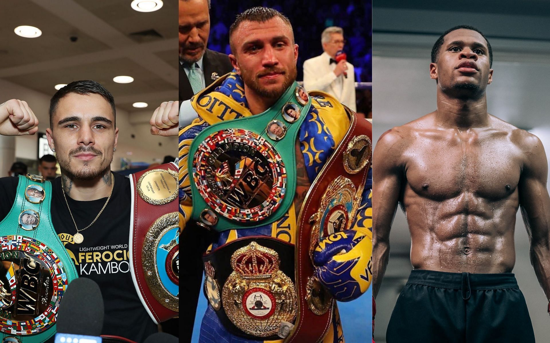 George Kambosos Jr., Vasyl Lomachenko, and Devin Haney