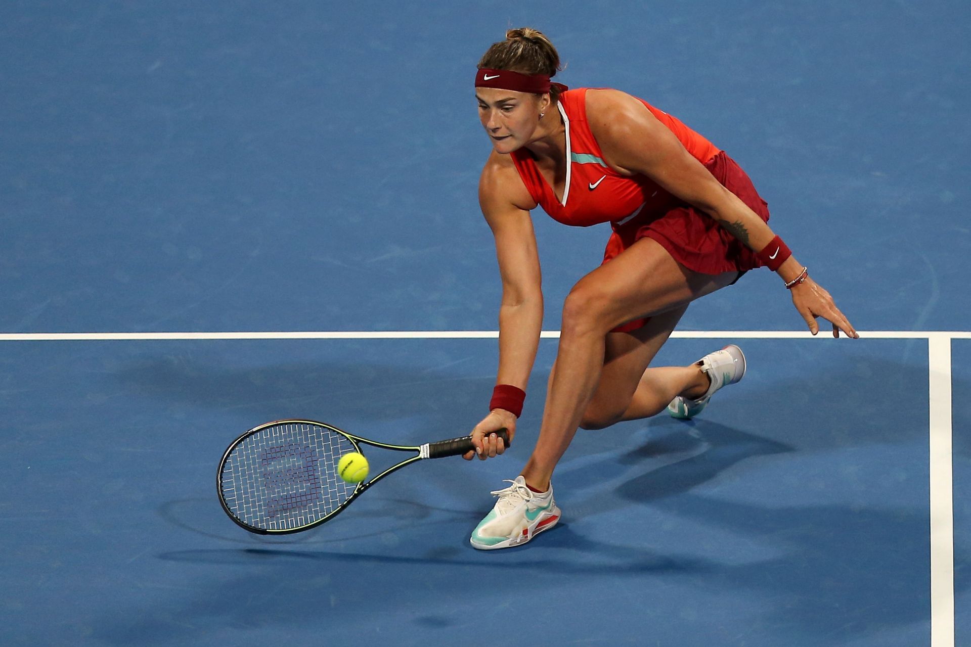 Aryna Sabalenka in action in Doha