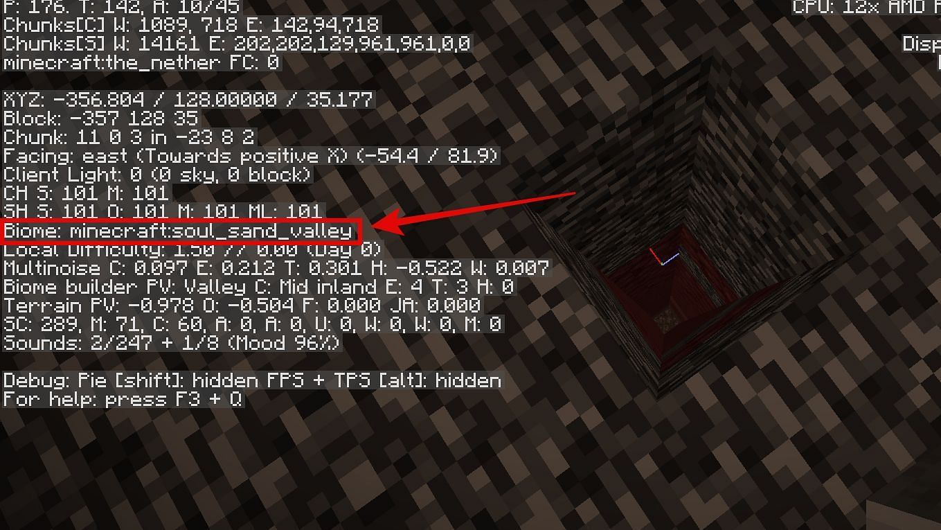 Look for soul sand valley on top of the nether roof (Image via Minecraft)