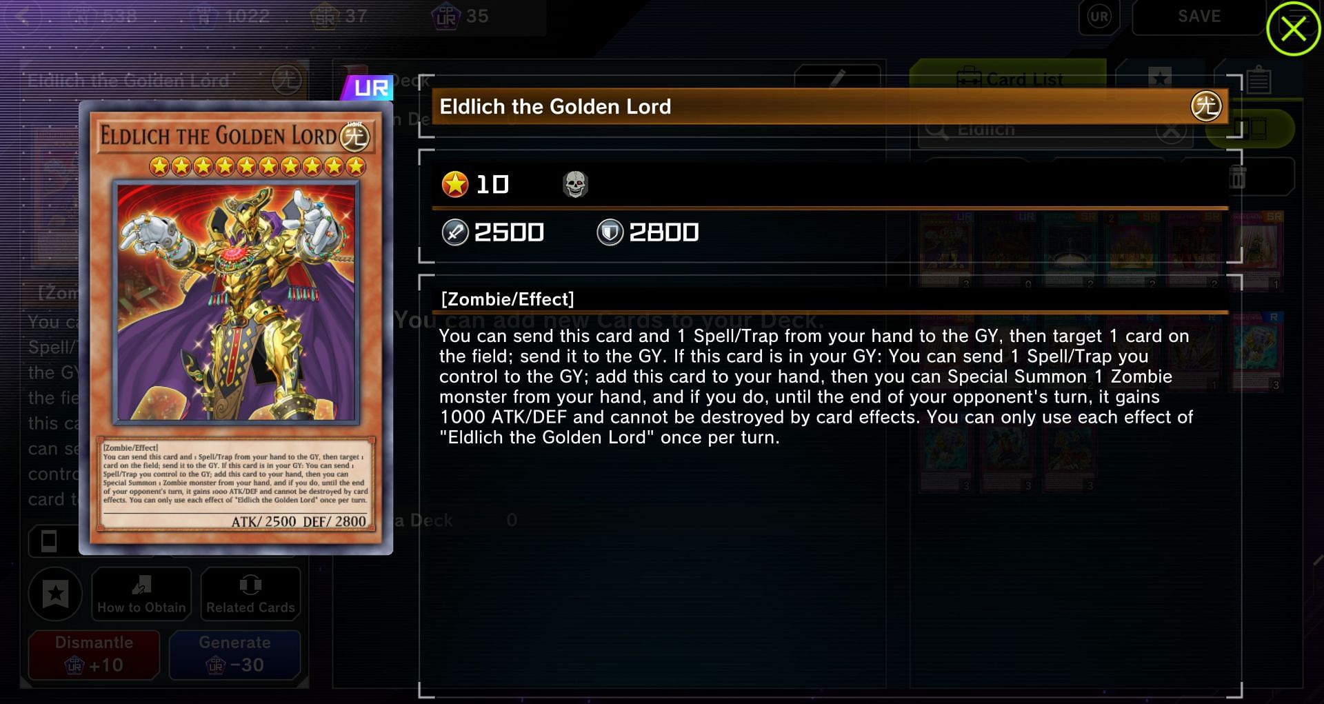 There isn&#039;t much more to be said about this card; Eldlich the Golden Lord is disgusting (Image via Konami)