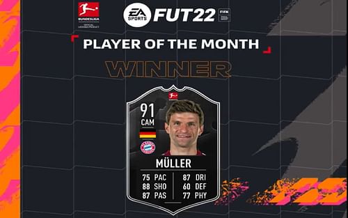 Thomas Muller Player of the Month (POTM) SBC in FIFA Ultimate Team (Image via Twitter/@EASPORTSFIFA)