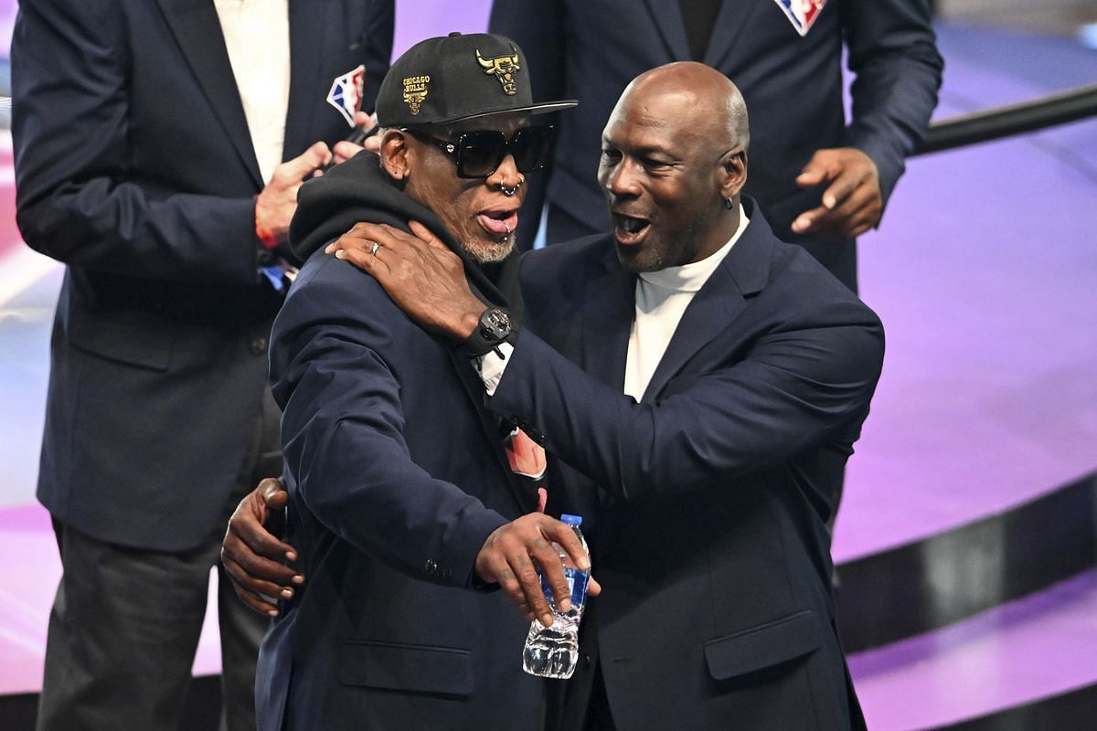 Michael Jordan and Dennis Rodman were reunited during the 2022 NBA All-Star festivities [Photo: Chicago Tribune]